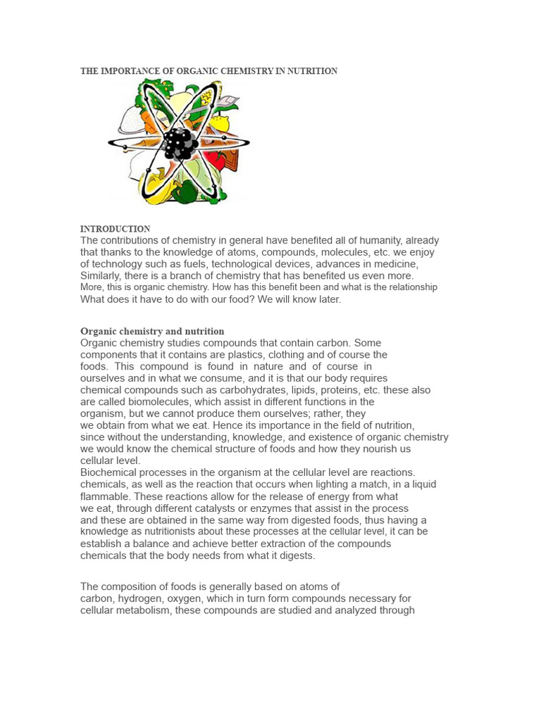 Organic Chemistry's Role in Nutrition | PDF | Chemistry | Organic Chemistry