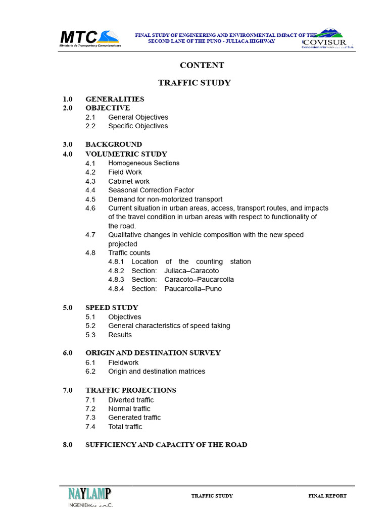 Puno-Juliaca Highway Traffic Study Report | PDF | Road | Traffic