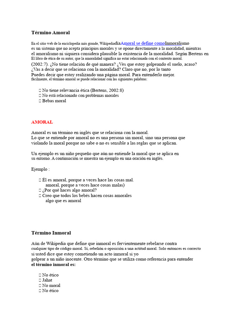 Amoral e inmoral | PDF | Moralidad