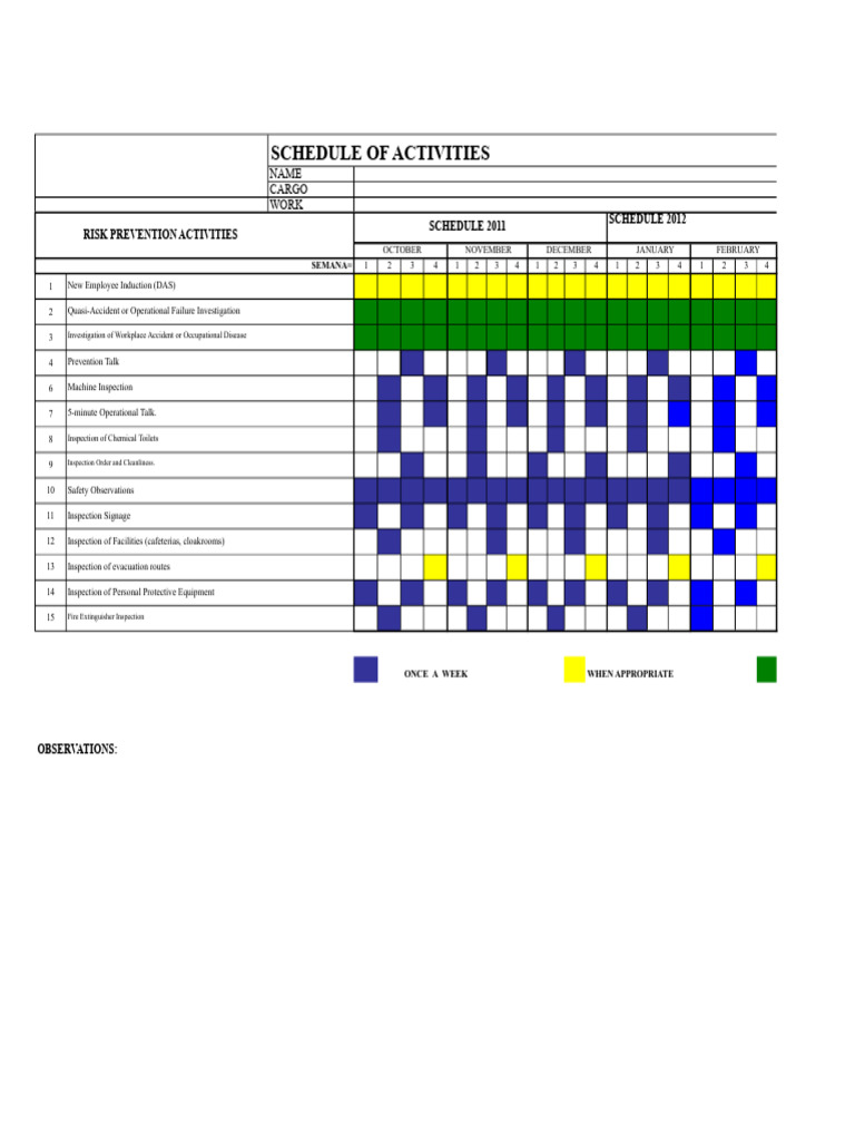 Risk Prevention Activity Schedule 2023 | PDF | Safety | Occupational ...