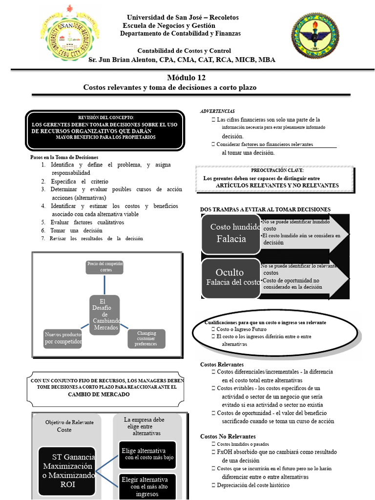 Costos Relevantes en Decisiones Corto Plazo | PDF | Toma de decisiones ...