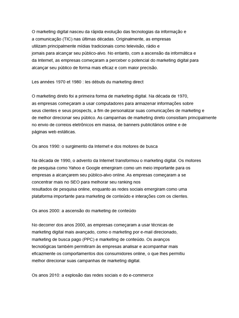 Evolução do Marketing Digital ao Longo das Décadas | PDF | Marketing ...