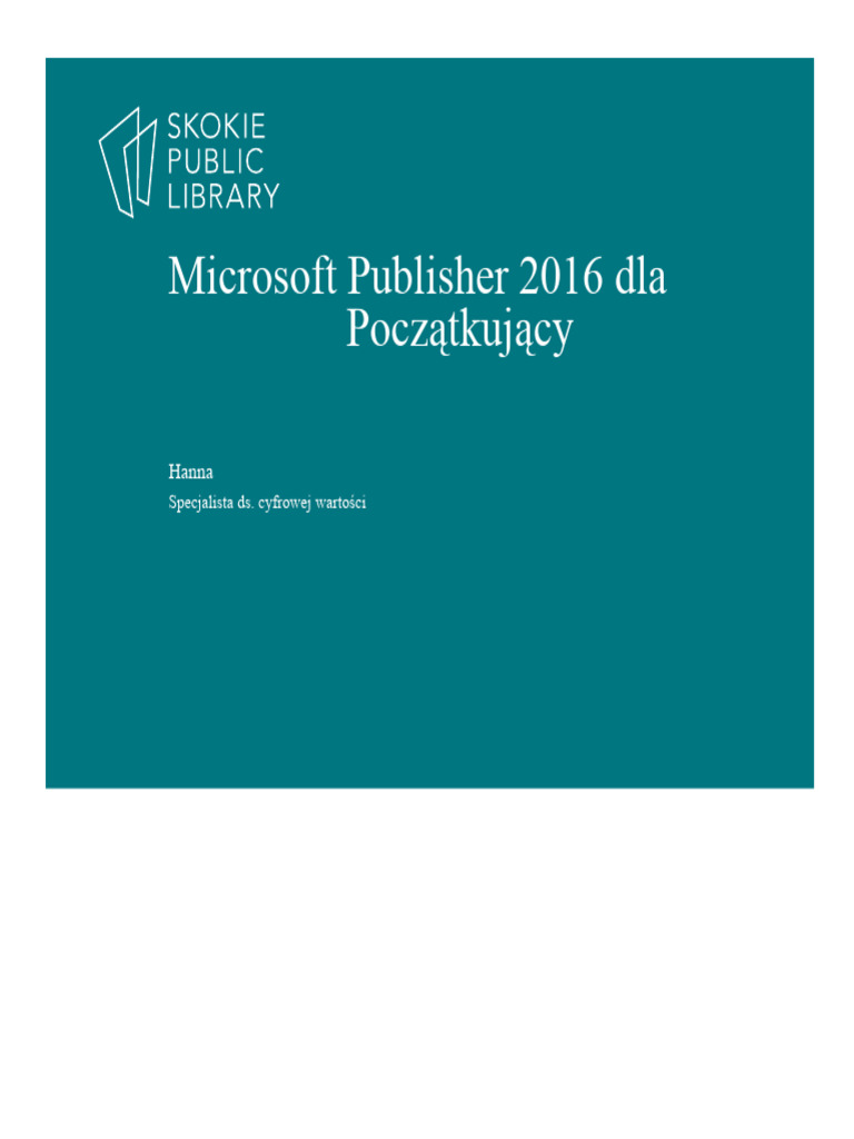 MS Publisher 2016 Dla Początkujących - Prezentacja | PDF