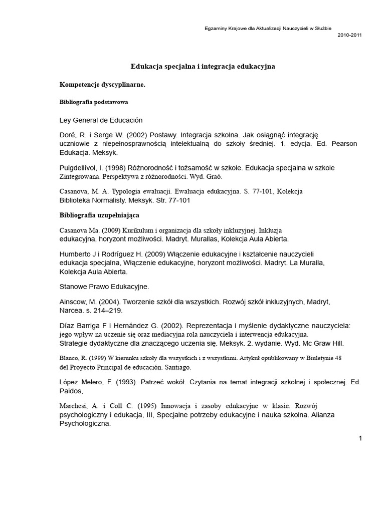 BM12 Bibliografia Edukacja Specjalna I Integracja Edukacyjna | PDF