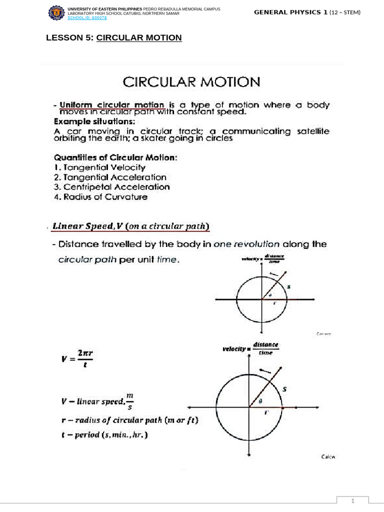 General Physics 1: Circular Motion | PDF