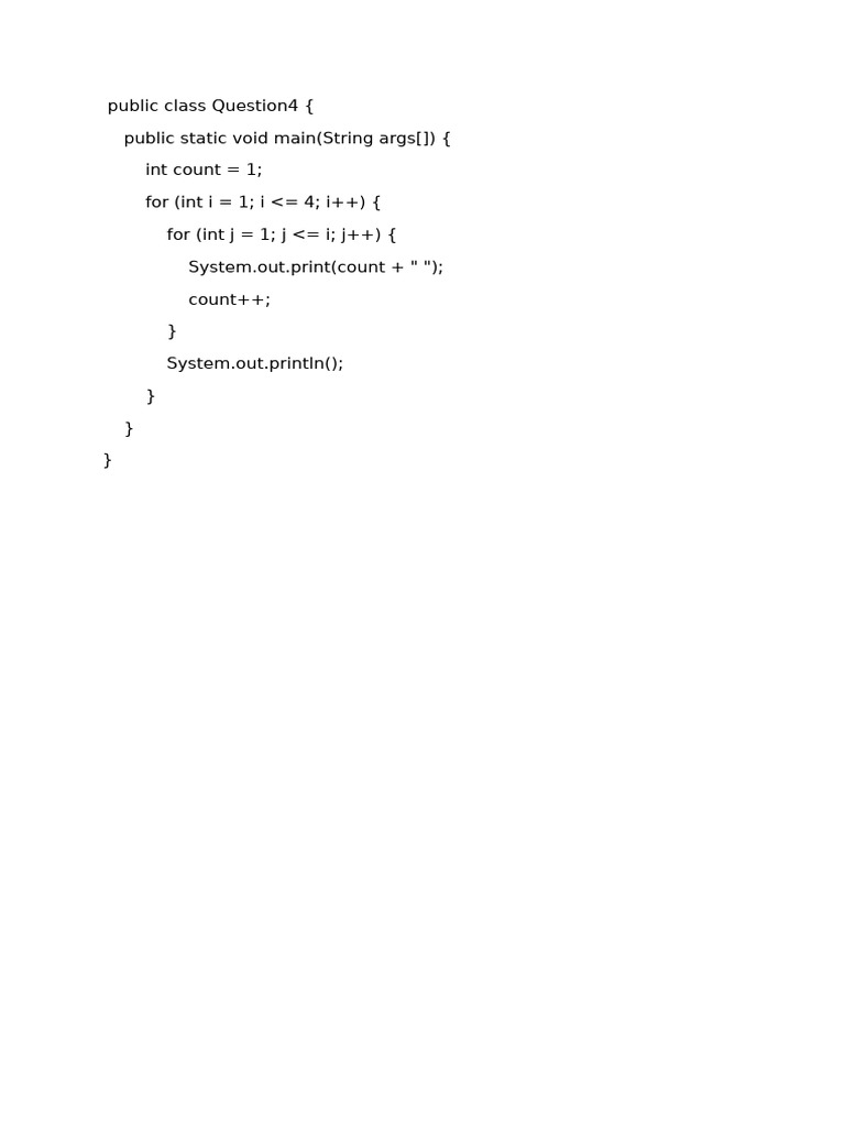 Java Program for Number Pattern Output | PDF