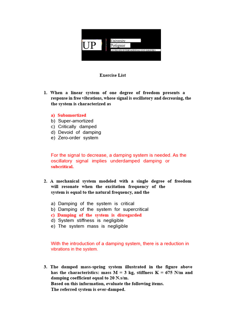 Mechanical Damping and Vibration Analysis | PDF | Damping | Oscillation