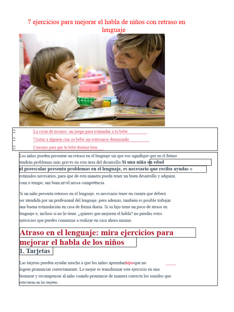 7 Ejercicios para Mejorar El Habla de Niños Con Retraso en El Lenguaje ...