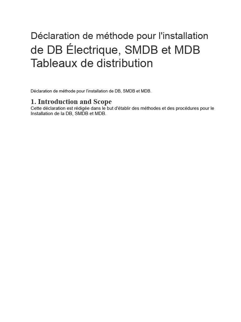 Installation de DB, SMDB et MDB: Méthodes | PDF