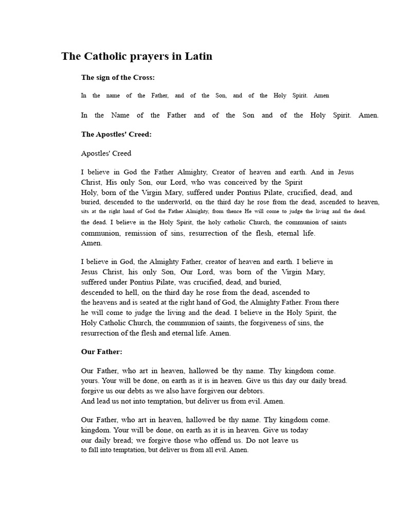Latin Catholic Prayers Guide | PDF | Lord's Prayer | God The Father