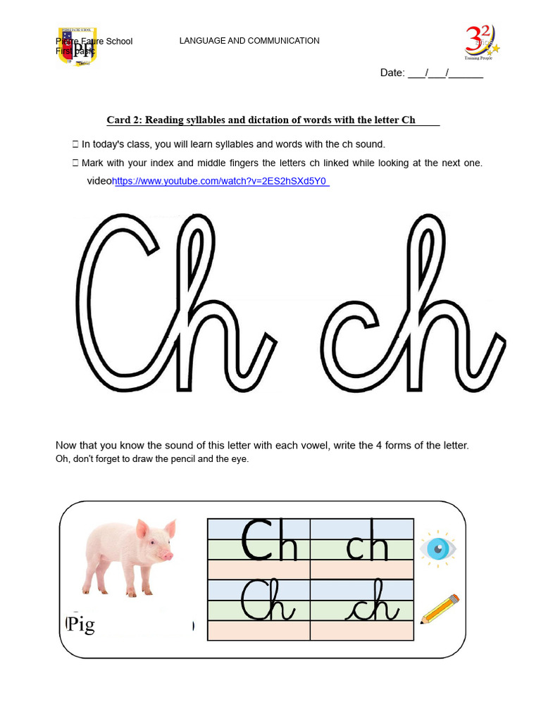 Sheet 2 Reading Syllables and Dictation of Words With The Letter CH | PDF