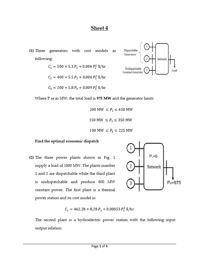 Optimal Economic Dispatch of Power Generators | PDF | Power Station | Watt