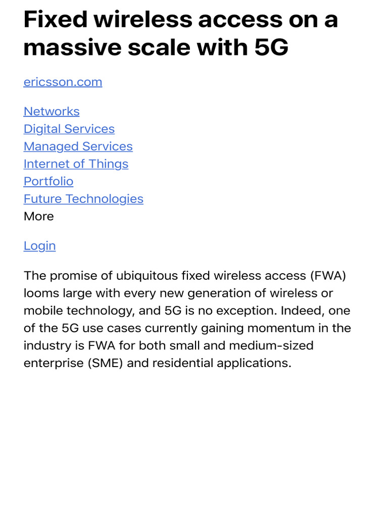 5G Fixed Wireless Access Explained | PDF | Fiber To The X | Antenna (Radio)