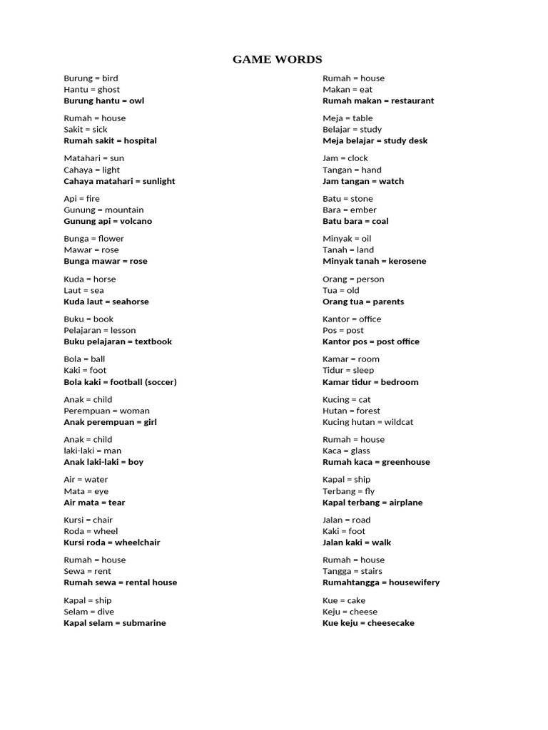 Game Words | PDF