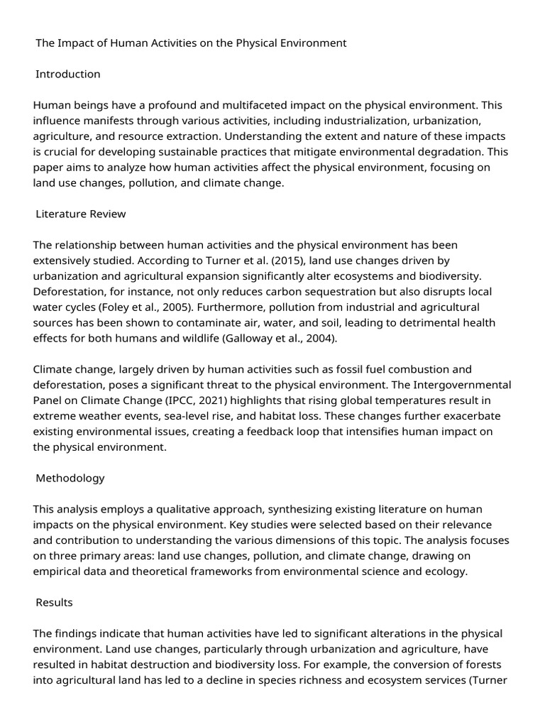 The Impact of Human | PDF | Climate Change | Ecological Resilience