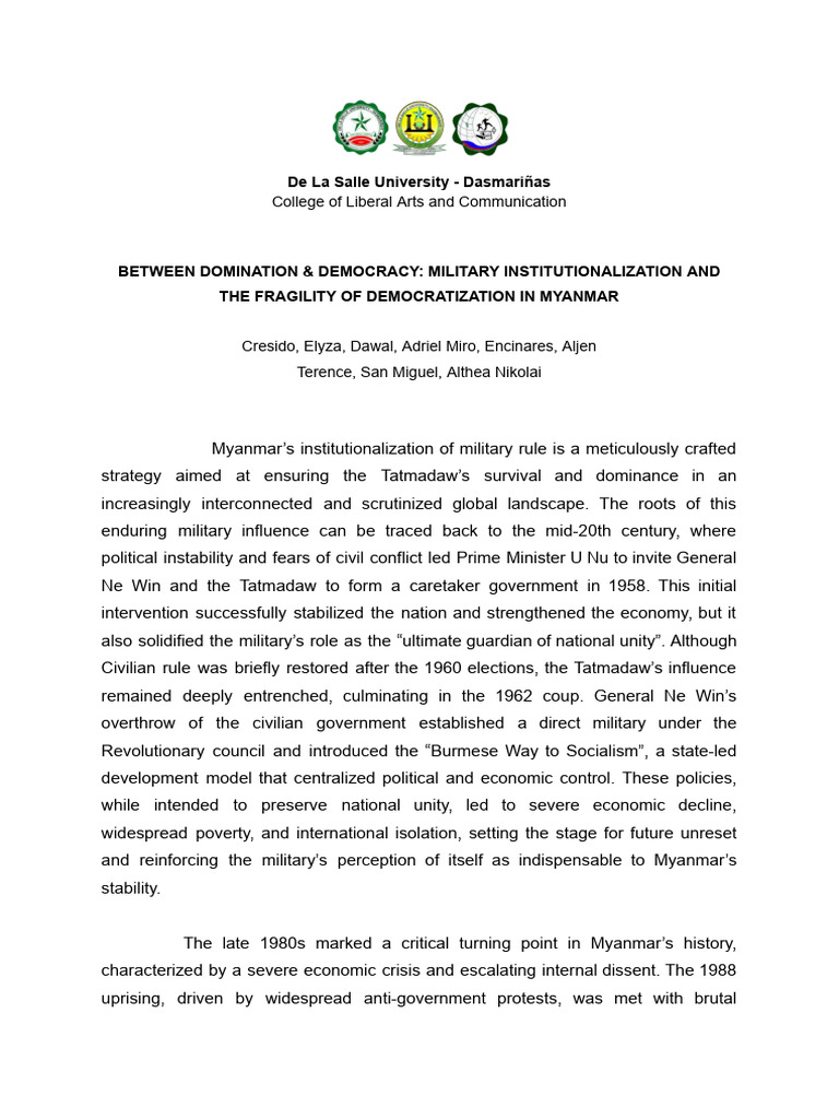 Myanmar's Military Rule and Democracy | PDF | Forms Of Government ...