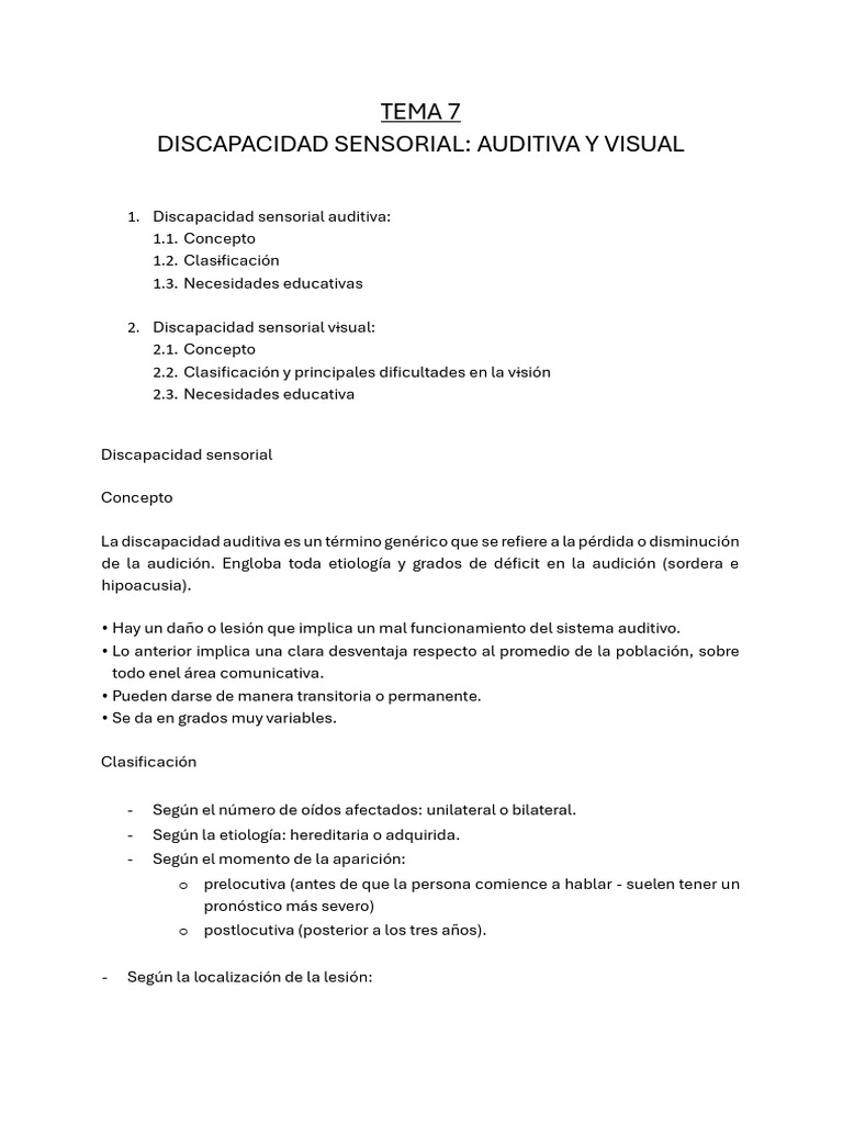 Discapacidad Sensorial: Auditiva y Visual | PDF | Ojo humano ...