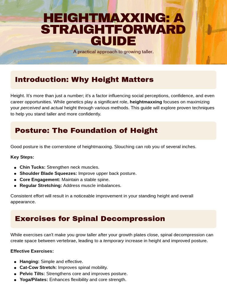 Heightmaxxing: Grow Taller Guide | PDF | Sleep | Bone