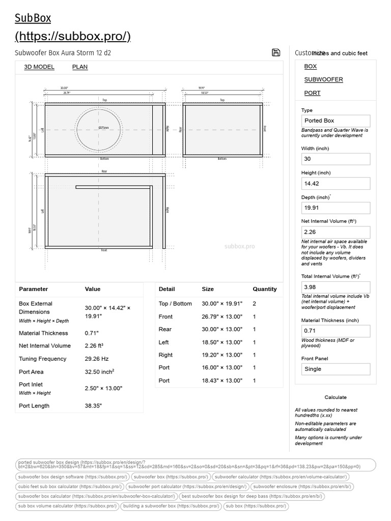 Custom Ported Subwoofer Box Design | PDF | Volume | Sound Production ...