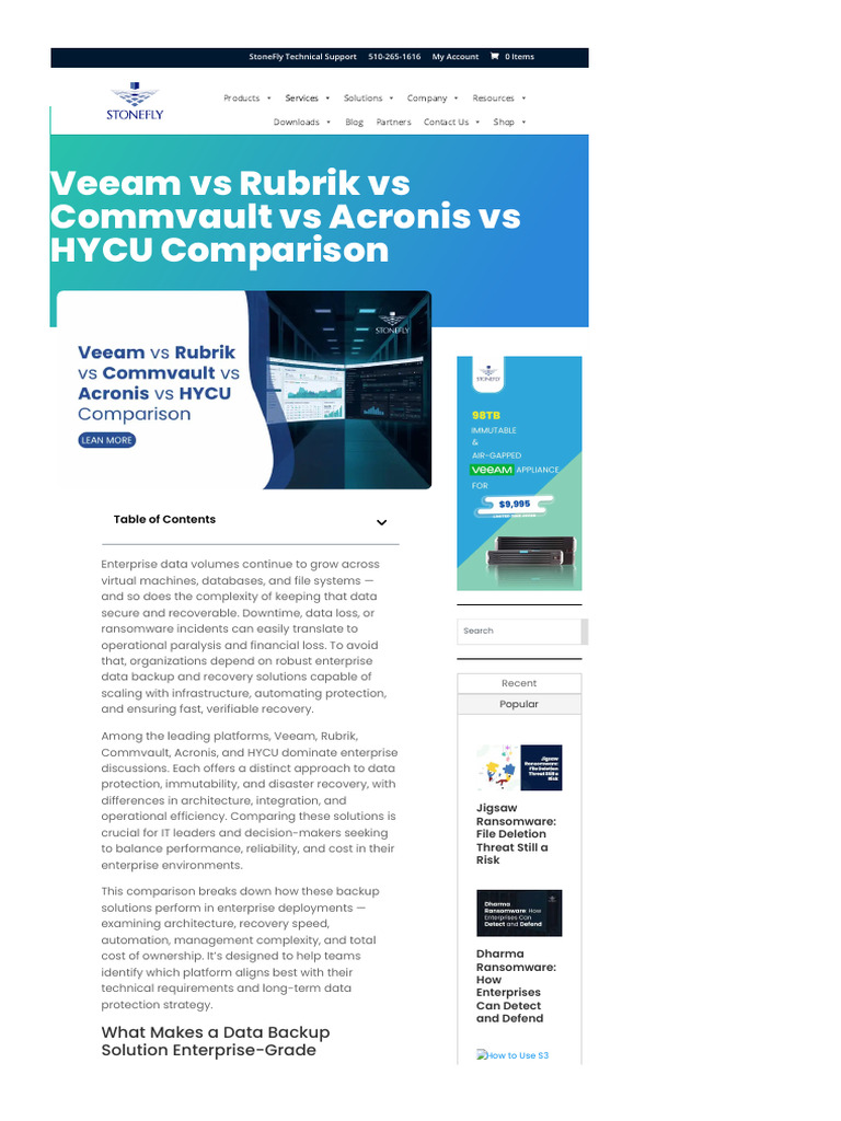 Veeam vs Rubrik vs Commvault vs Acronis | PDF | Backup | Cloud Computing