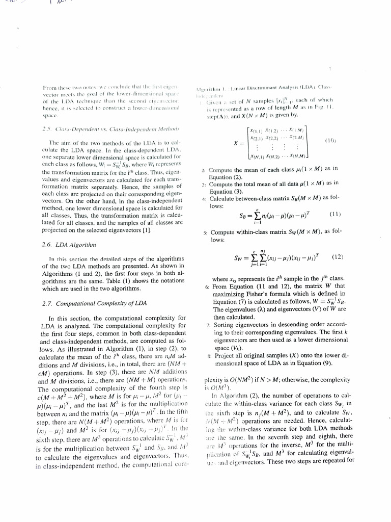 LDA Methods: Class-Dependent vs. Independent | PDF | Eigenvalues And ...