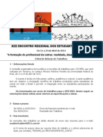 XIII EREL - Encontro sobre formação de Letras