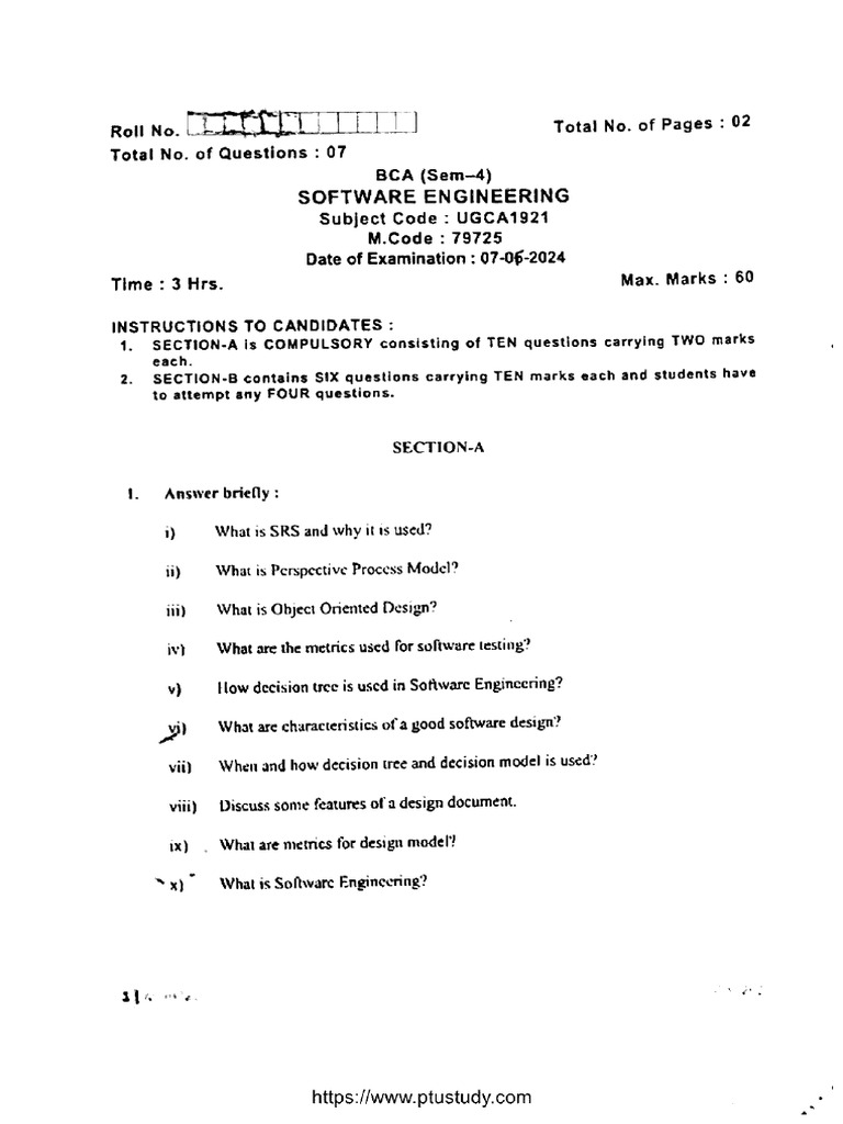 Bca 4 Sem Software Engineering 79725 Jun 2024 | PDF