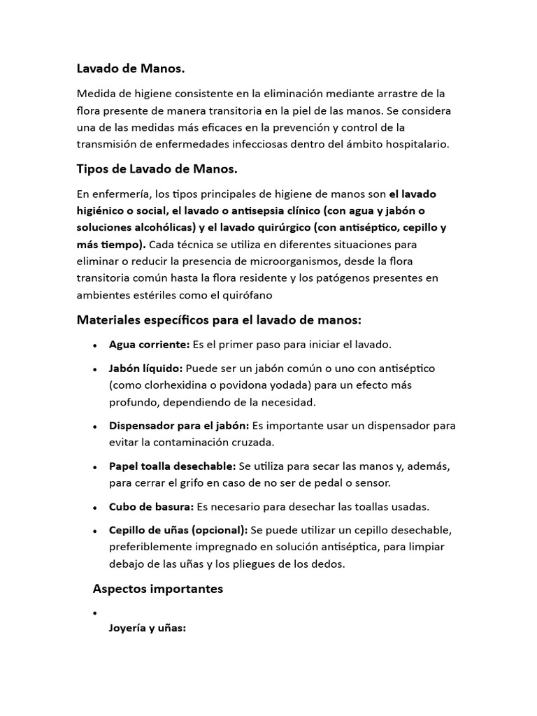 Lavado de Manos | PDF | Lavado de manos | Especialidades Medicas