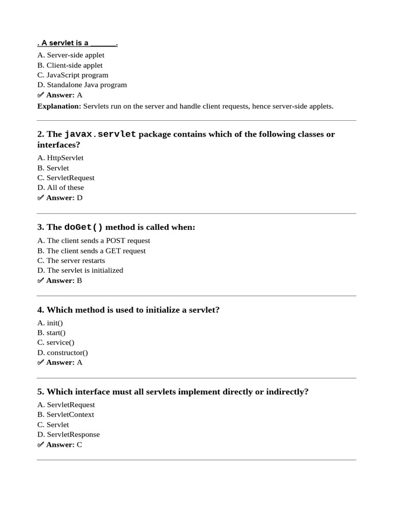 Servlet and JDBC Basics Quiz | PDF | Spring Framework | Http Cookie