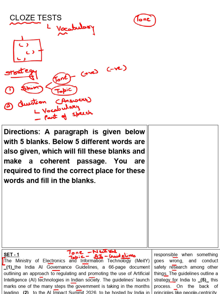 Cloze Test-1 With Annotation 15th Dec | PDF | Fear | Artificial ...