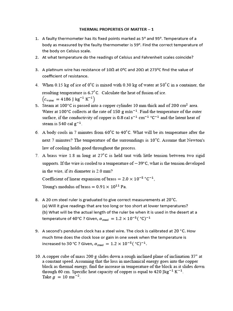 Thermal Properties of Matter 1 - Ja | PDF
