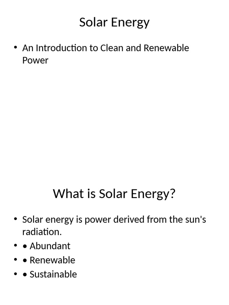 Solar Energy Presentation | PDF