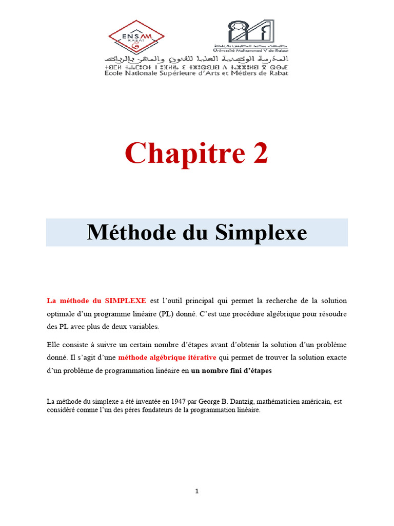 Méthode du Simplexe en Programmation Linéaire | PDF | Optimisation ...