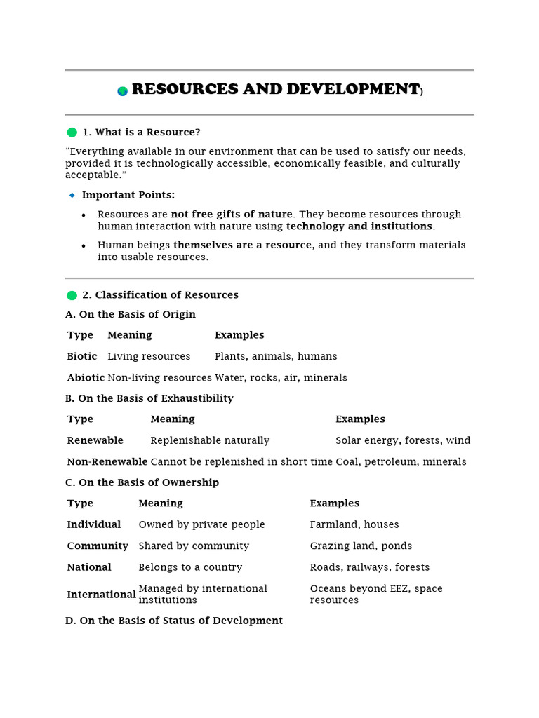 ? Resources and Development Notes | PDF | Resource | Resource Depletion