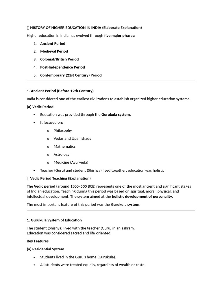 Evolution of Higher Education in India | PDF | Guru | Vocational Education