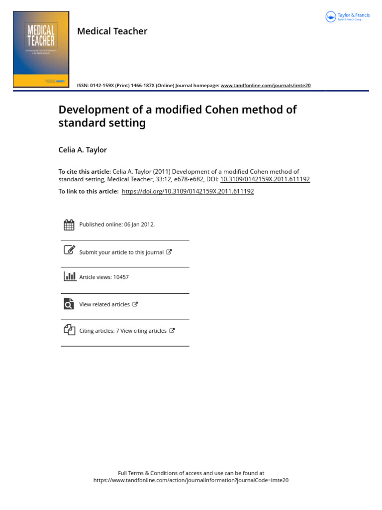 Modified Cohen Method for Standard Setting | PDF | Percentile ...