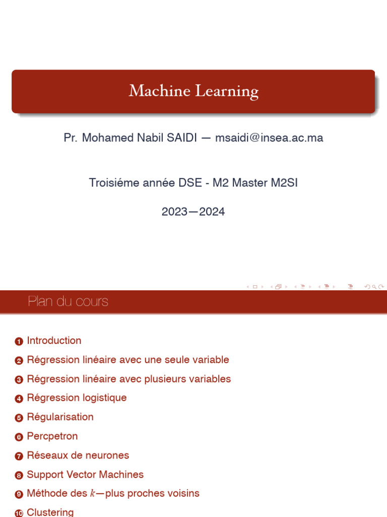 Introduction au Machine Learning 2023 | PDF | Apprentissage automatique ...