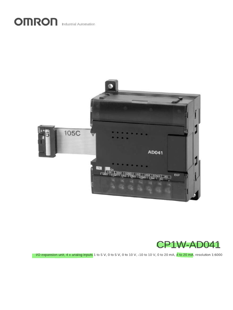 Omron Analog Input Ad041 | PDF