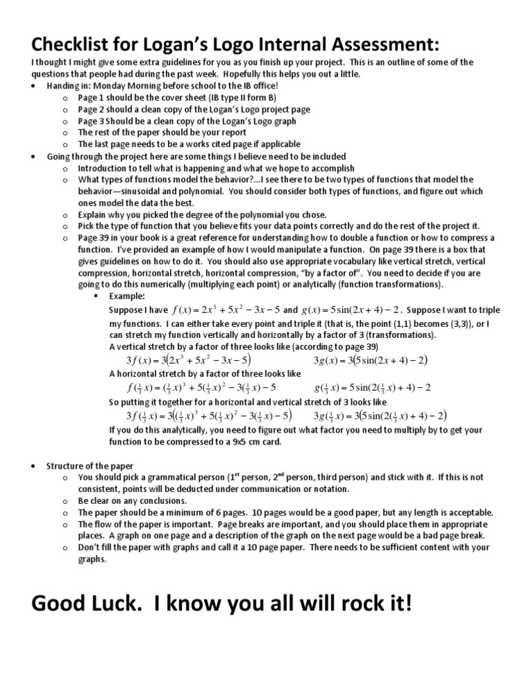 Checklist For Logan's Logo | PDF | Polynomial | Cognition