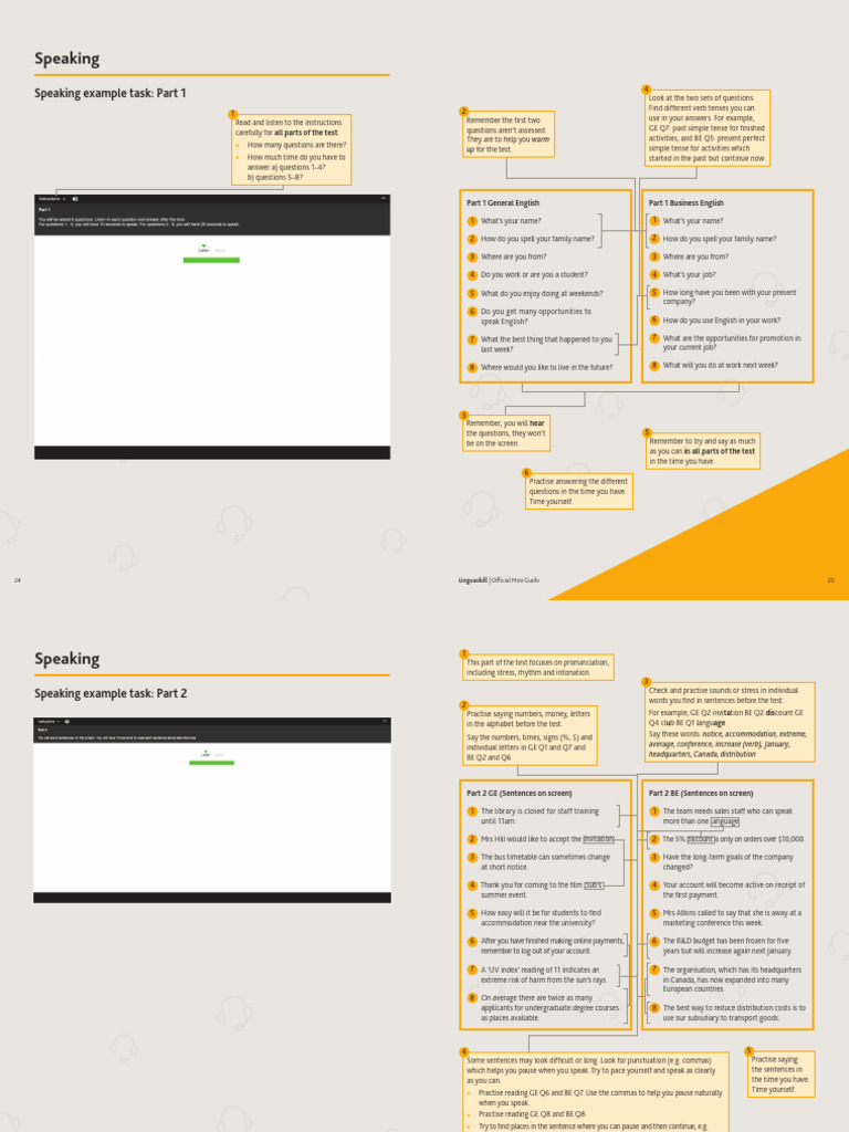 Linguaskill Speaking Test Mini Guide | PDF | Question | Linguistics