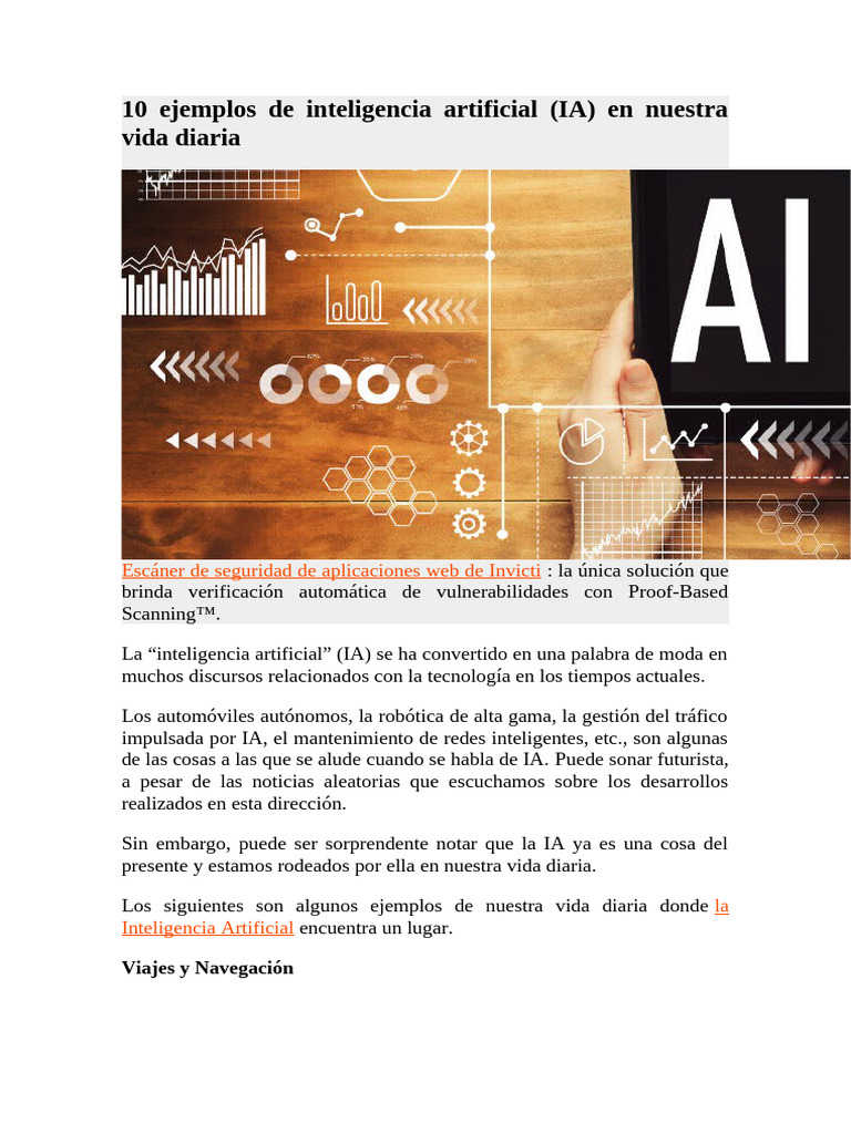 10 Ejemplos de IA en la Vida Diaria | PDF | Inteligencia artificial ...