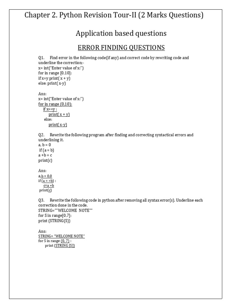 Python Error Correction and Output Analysis | PDF | Computer ...