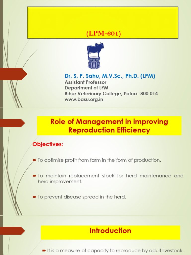 LPM-601 Role of Management in Improving the Reproductive Efficiency in ...