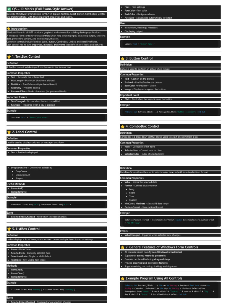 VB.NET Windows Form Controls Explained | PDF | Button (Computing ...