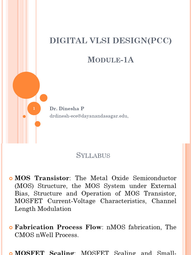 Digital VLSI Design: MOSFET Basics | PDF | Mosfet | Field Effect Transistor