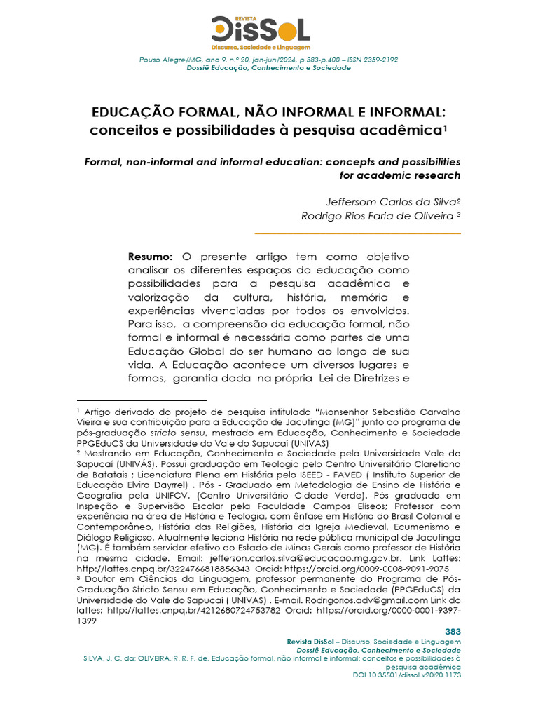 Educação: Formais e Informais em Pesquisa | PDF | Aprendizado | Sociedade