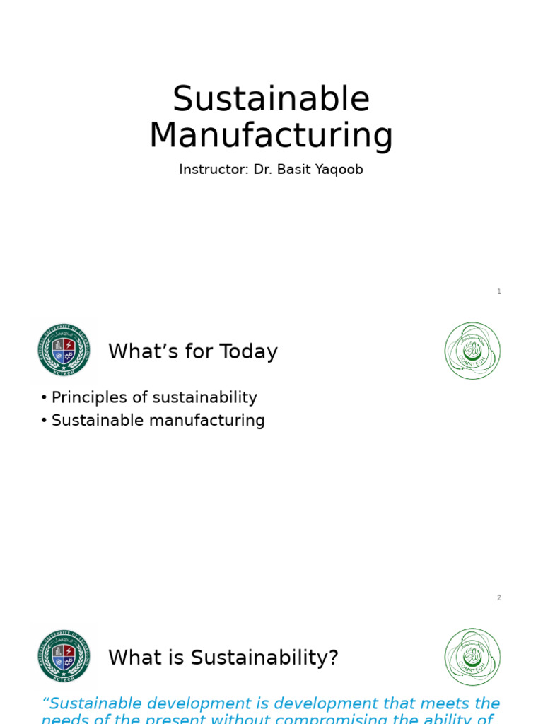 Sustainable Manufacturing Practices Guide | PDF | Sustainability | Life ...