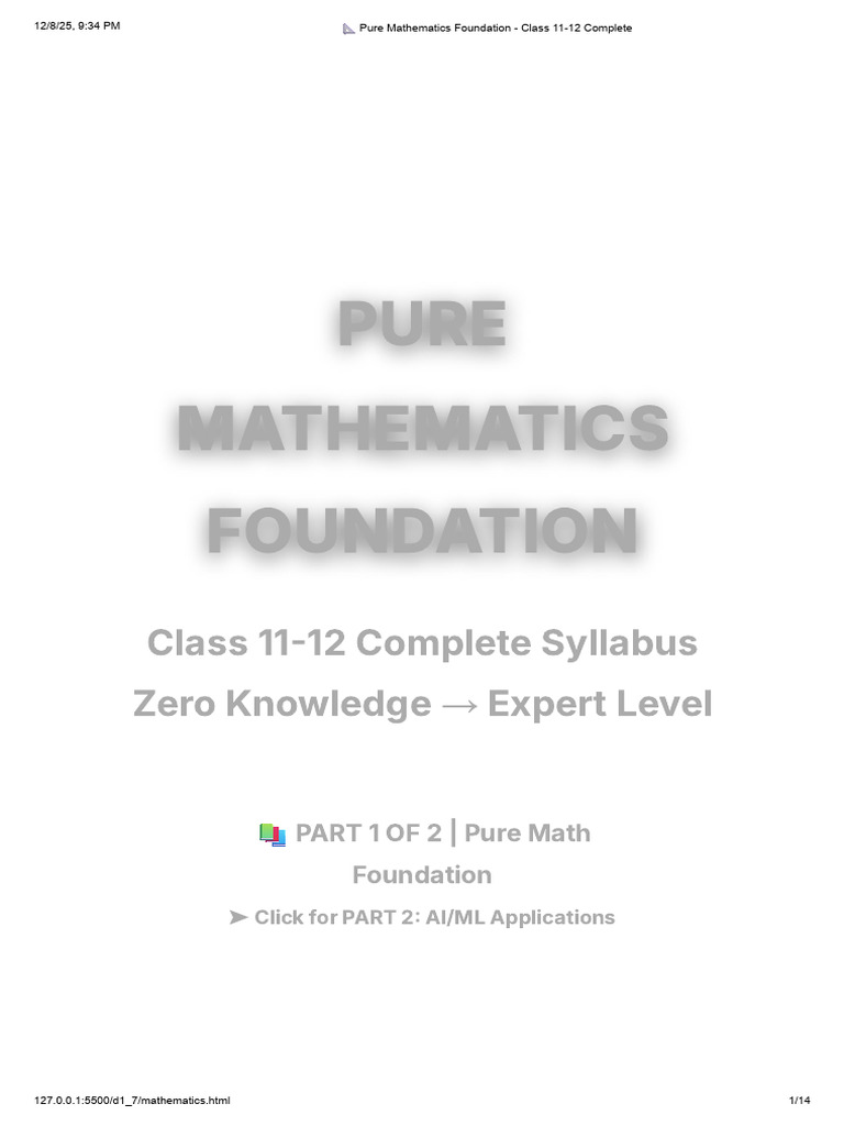 Class 11-12 Pure Mathematics Syllabus | PDF | Trigonometry | Mathematics