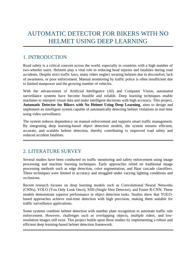 Deep Learning Helmet Detection System | PDF | Deep Learning ...