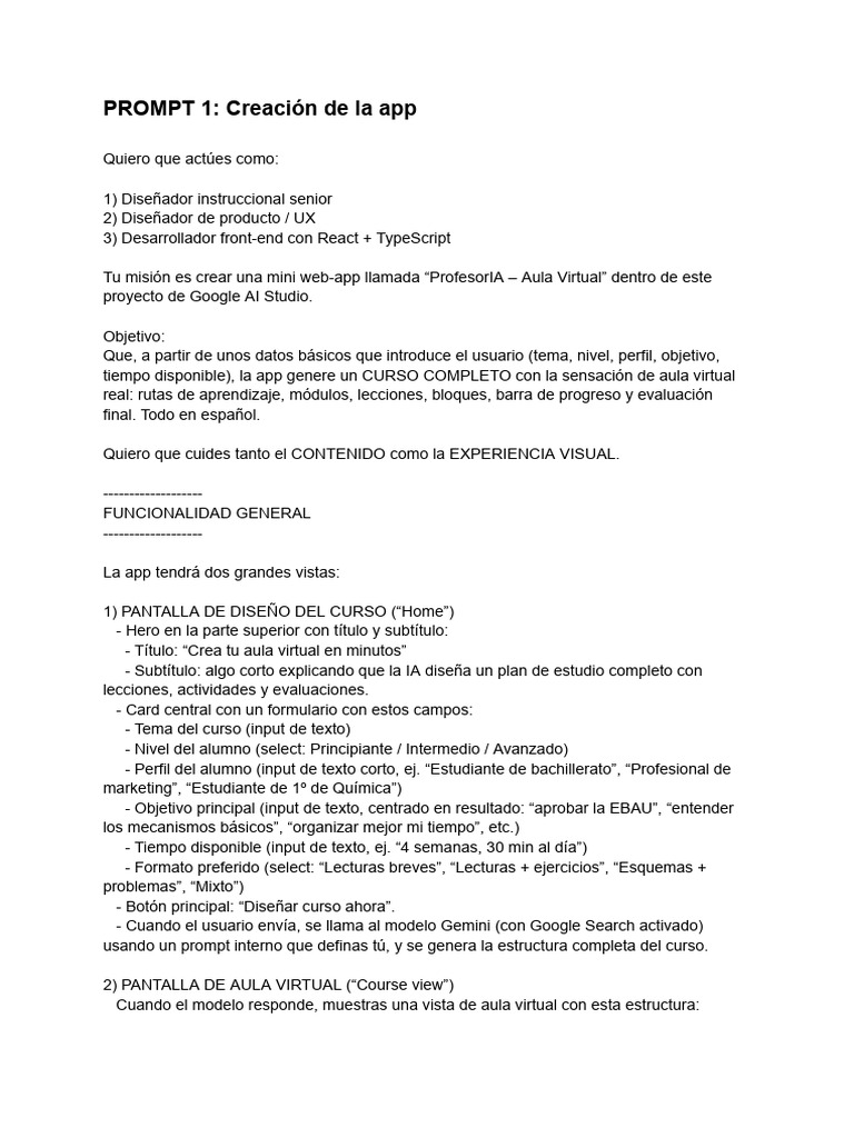 Promp Crear Curso | PDF | Aplicación movil | Diseño